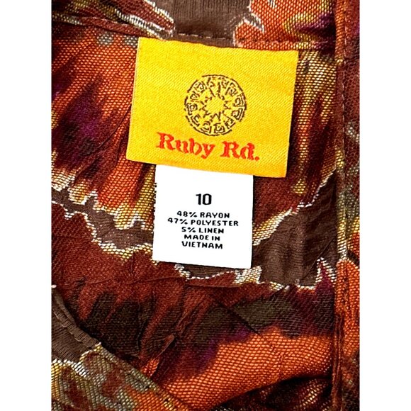 Ruby Rd Size 10 Autumn Print Mandarin Collar Button Jacket Vibrant PrintMultico - Picture 7 of 12